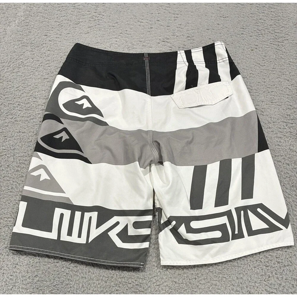 Quiksilver Shorts Mens 34 White Gray Colorblock Board Shorts Swim Trunks